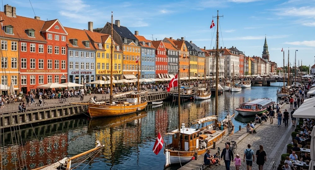 Colorful Nyhavn harbor in Copenhagen