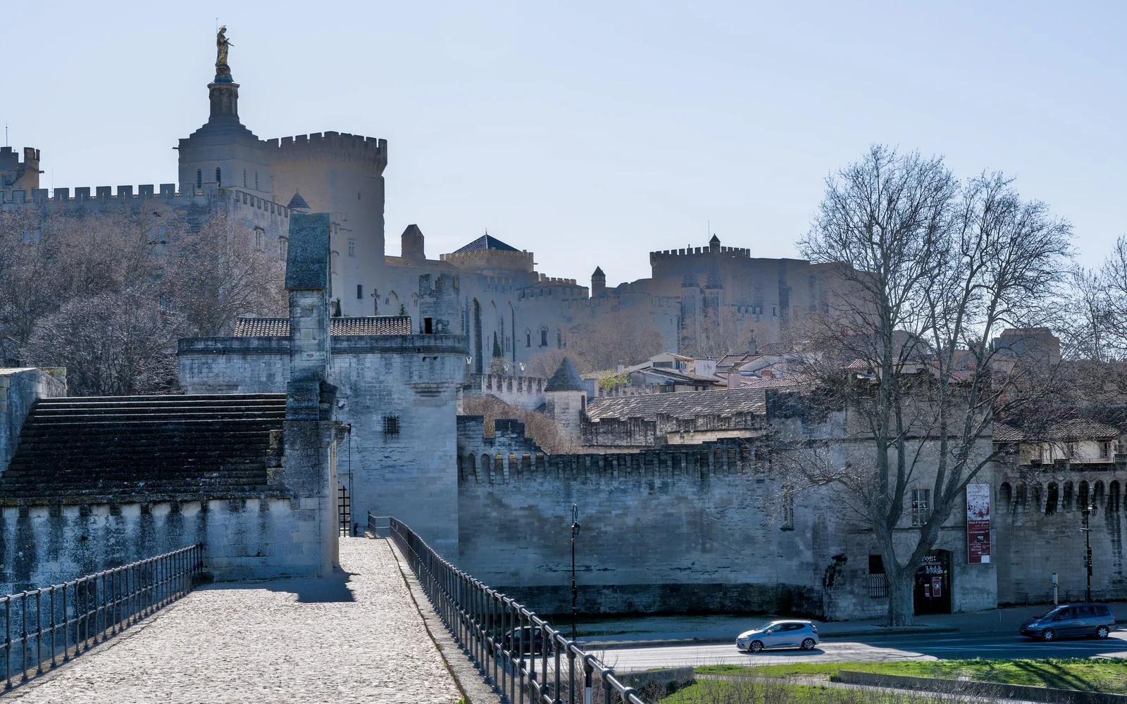 Pont Saint-Bénézet, Avignon’s walls and the historic city beside the Rhône.